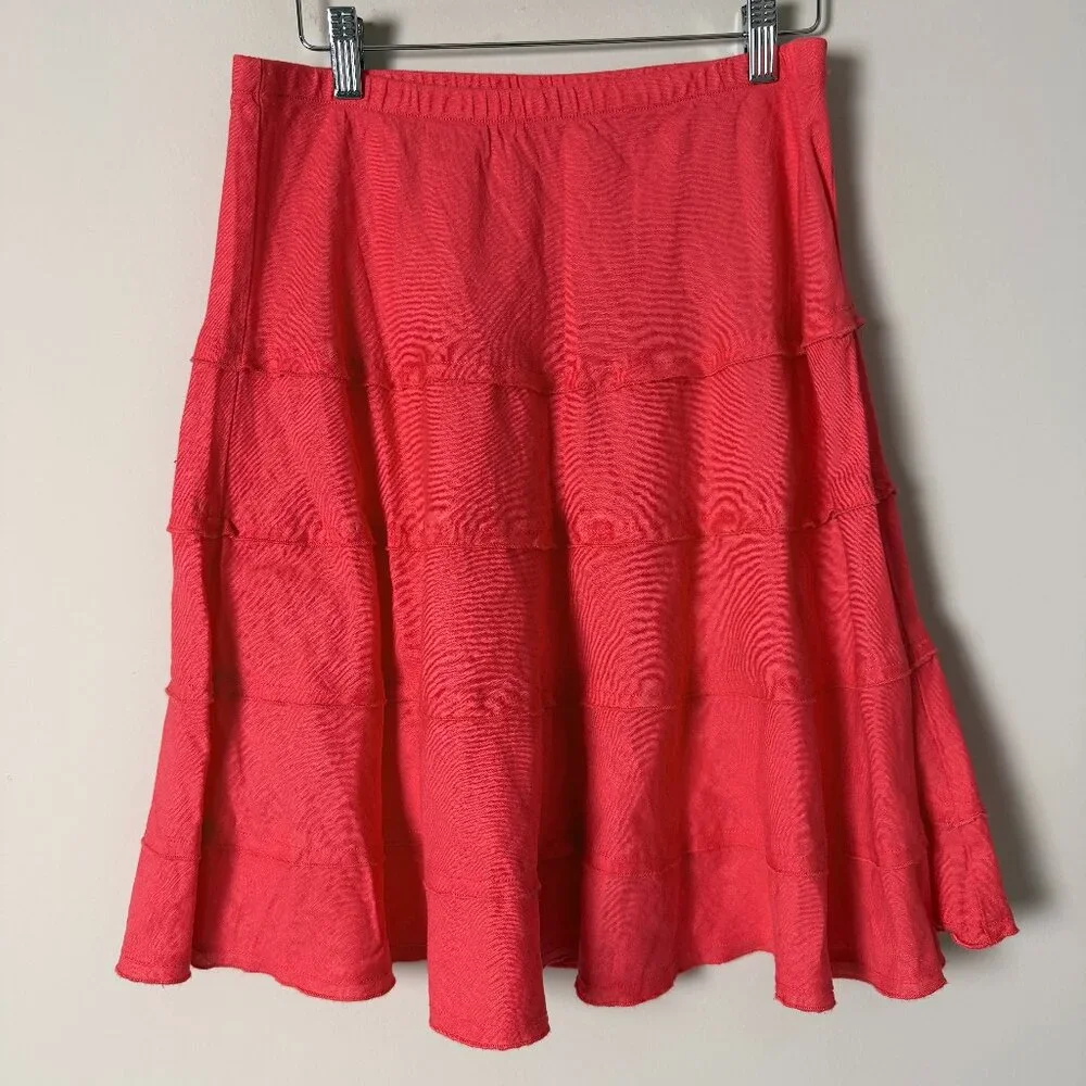 2/$30 Soft Surroundings Linen Coral A-Line Skirt XS